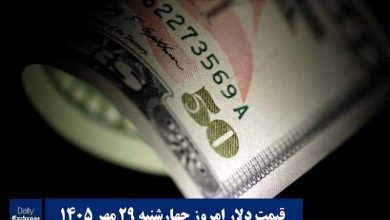 قیمت دلار امروز چهارشنبه 29 مهر 1405؛ صعود یا سقوط؟ قیمت دلار امروز چهارشنبه 29 مهر 1405؛ صعود یا سقوط؟ | دیلی فوتبال