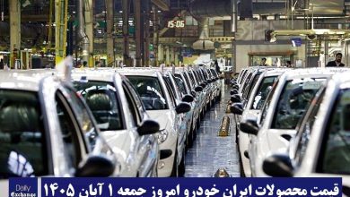 آخرین قیمت محصولات ایران خودرو امروز جمعه 1 آبان 1405 آخرین قیمت محصولات ایران خودرو امروز جمعه 1 آبان 1405 | دیلی فوتبال